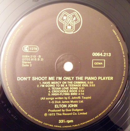 Elton John : Don't Shoot Me I'm Only The Piano Player (LP, Album, RE)