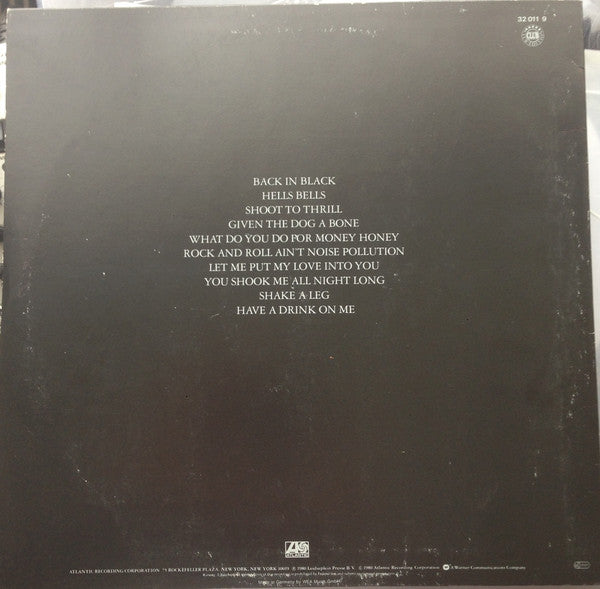 AC/DC : Back In Black (LP, Album, Club)