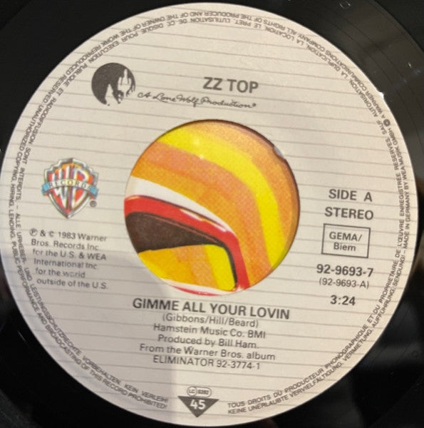 ZZ Top : Gimme All Your Lovin' (7", Single)