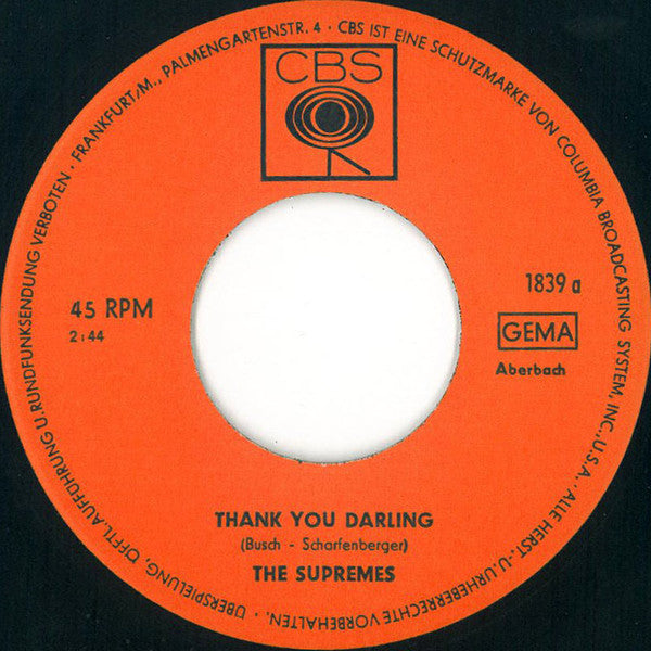 The Supremes : Thank You Darling (7", Single)