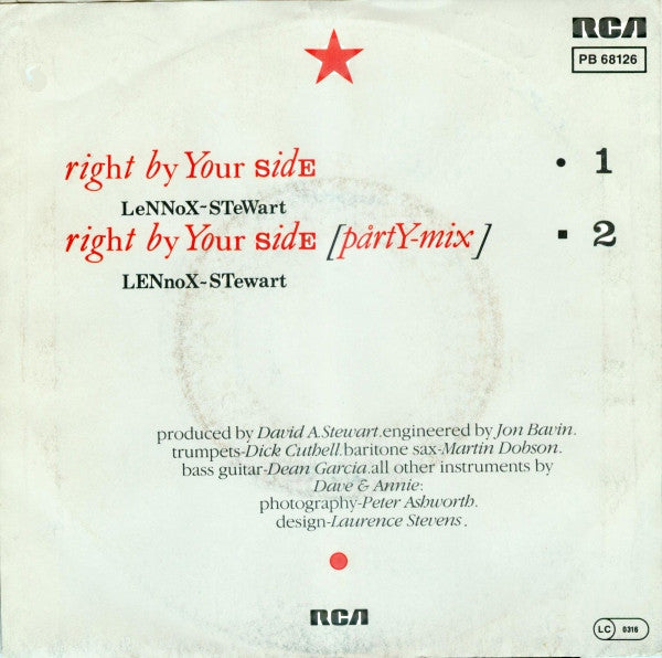 Eurythmics : Right By Your Side (7", Single)