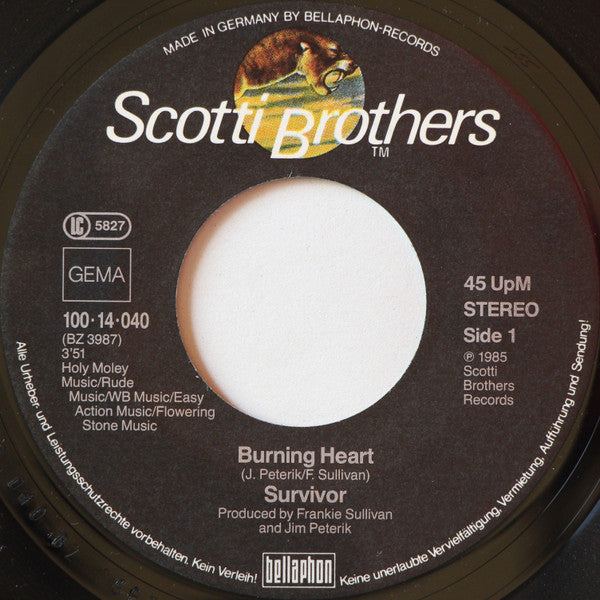 Survivor : Burning Heart (7", Single)