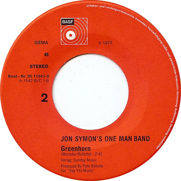 Jon Symon : Sweet Eliza (Give Up Your Rubber Man) (7", Single)