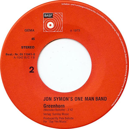 Jon Symon : Sweet Eliza (Give Up Your Rubber Man) (7", Single)