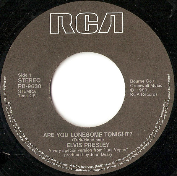Elvis Presley : Are You Lonesome Tonight? (7", Single)