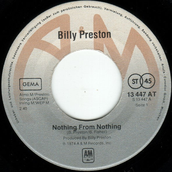 Billy Preston : Nothing From Nothing (7", Single)