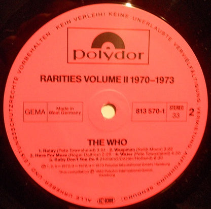 The Who : Rarities Vol. 2 "1970-1973" (LP, Comp)