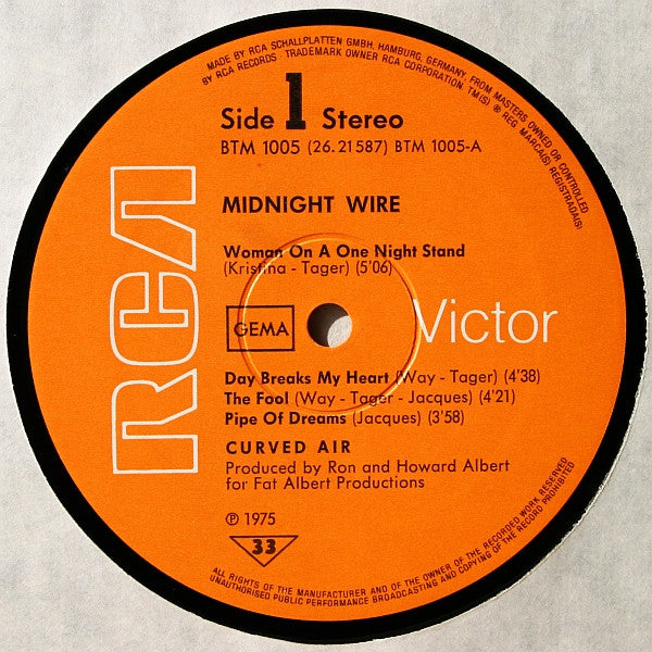 Curved Air : Midnight Wire (LP, Album)