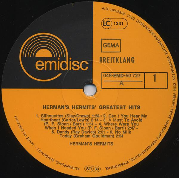 Herman's Hermits : Greatest Hits (LP, Comp, RE)