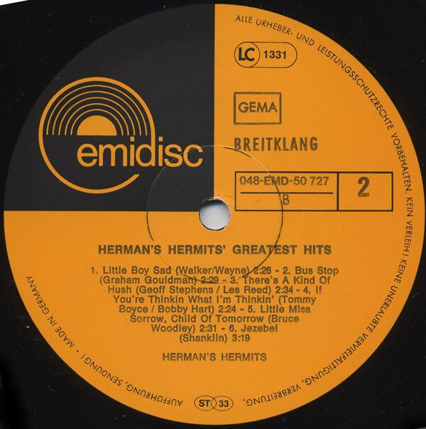 Herman's Hermits : Greatest Hits (LP, Comp, RE)