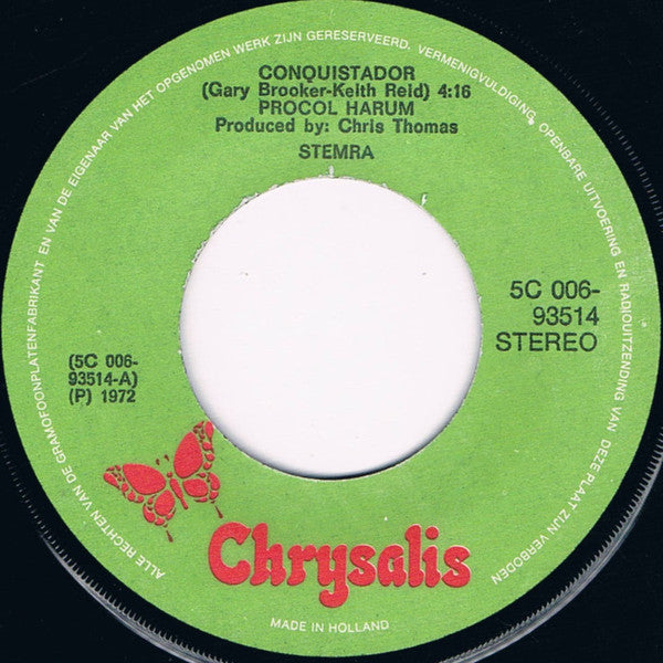 Procol Harum : Conquistador (7", Single)