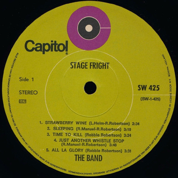 The Band : Stage Fright (LP, Album, Gre)