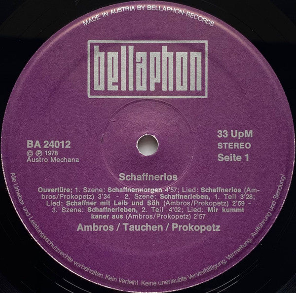 Wolfgang Ambros / Manfred Tauchen / Joesi Prokopetz : Schaffnerlos (LP, Album)