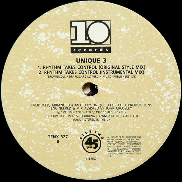 Unique 3 Featuring Karin* : Rhythm Takes Control (12")