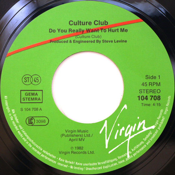 Culture Club : Do You Really Want To Hurt Me (7", Single, Pap)