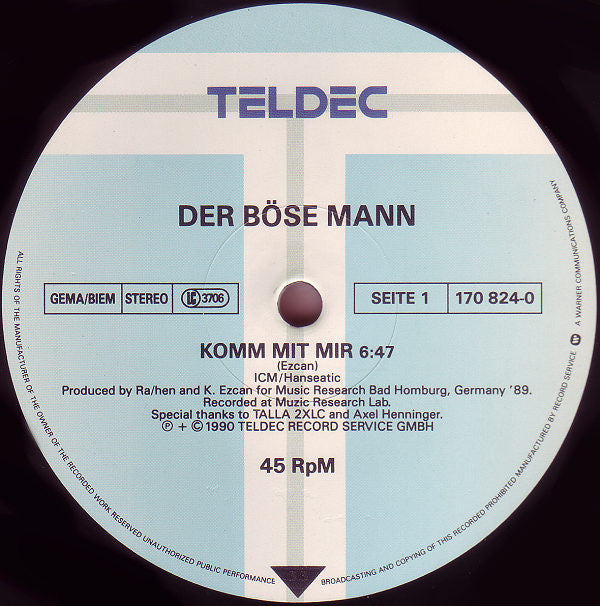 Der Böse Mann : Kommt Mit Mir (12")