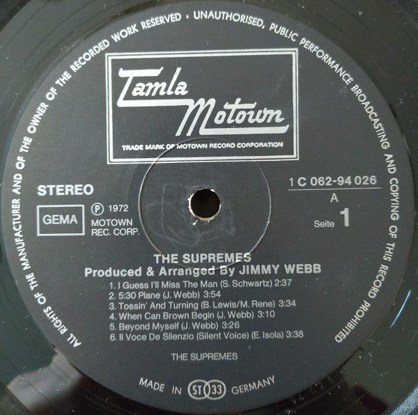 The Supremes : The Supremes Produced And Arranged By Jimmy Webb (LP, Album)