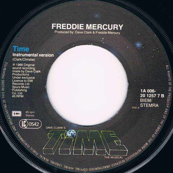 Freddie Mercury : Time (7", Single)