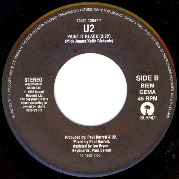 U2 : Who's Gonna Ride Your Wild Horses (7", Single)