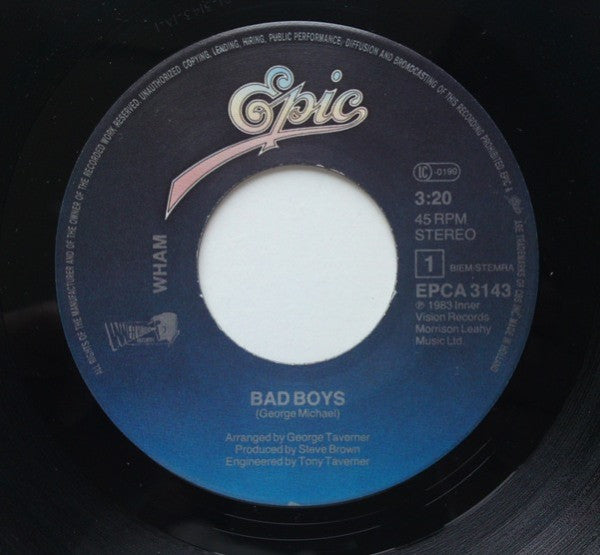 Wham! : Bad Boys (7", Single, Pos)