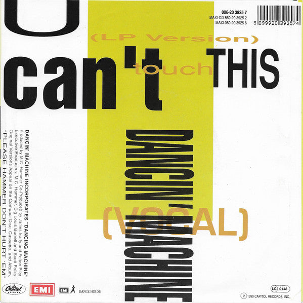 MC Hammer : U Can't Touch This (7", Single)