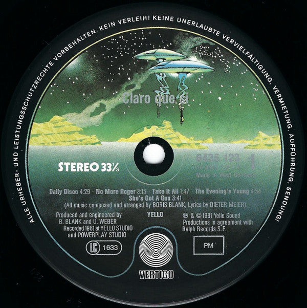 Yello : Claro Que Si (LP, Album, Gre)