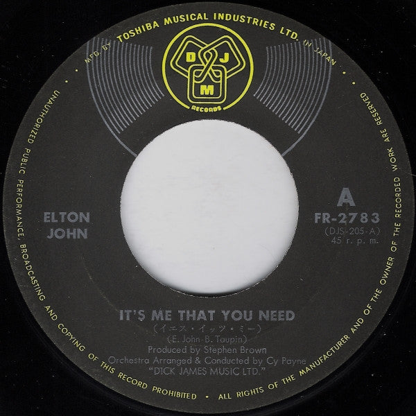 Elton John : It's Me That You Need (7", Single)