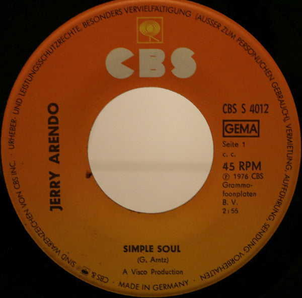 Jerry Arendo : Simple Soul (7", Single)