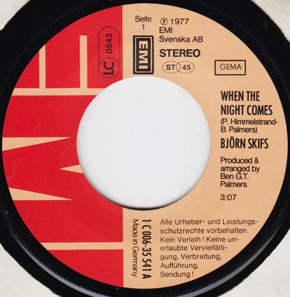 Björn Skifs : When The Night Comes (7", Single)