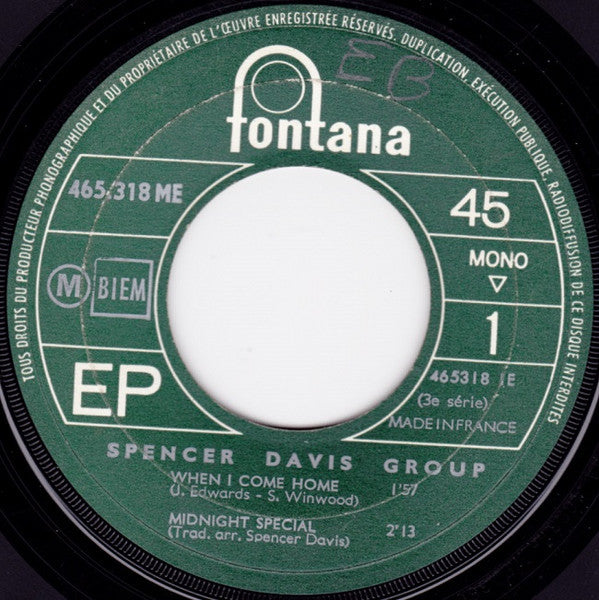 Le Spencer Davis Group* : When I Come Home (7", EP, Mono)