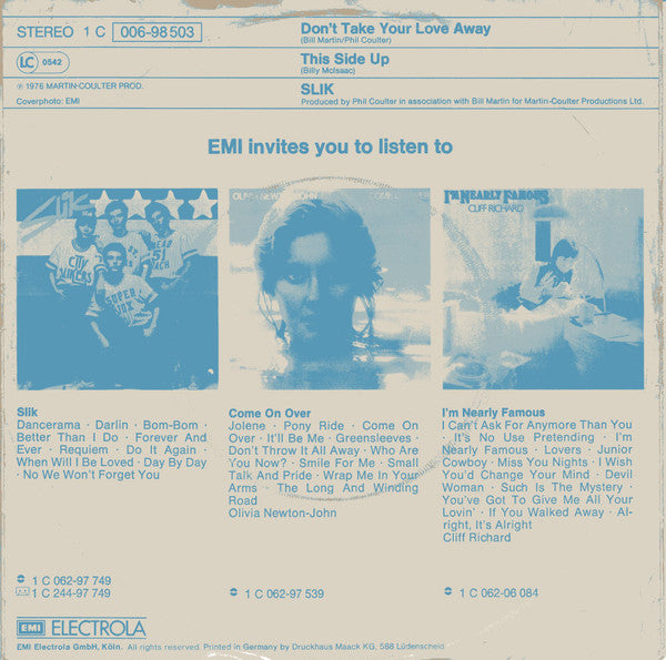 Slik : Don't Take Your Love Away (7", Single)