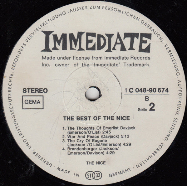 The Nice : The Best Of The Nice (LP, Comp, "TH)