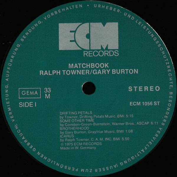 Ralph Towner, Gary Burton : Matchbook (LP, Album)