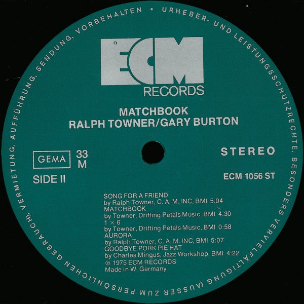 Ralph Towner, Gary Burton : Matchbook (LP, Album)
