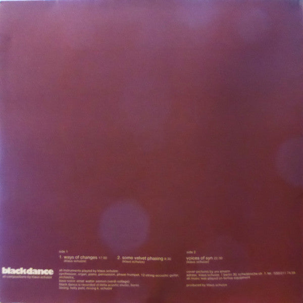 Klaus Schulze : Blackdance (LP, Album, RE)