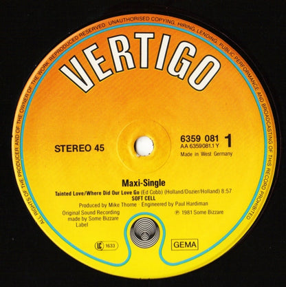 Soft Cell : Tainted Love / Where Did Our Love Go (12", Maxi, RE)