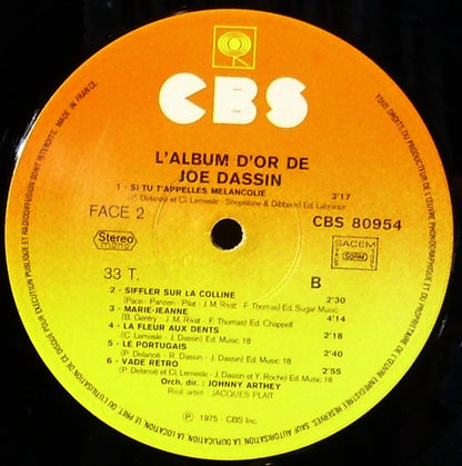 Joe Dassin : L'Eté Indien : Album D'Or (LP, Comp, Gat)