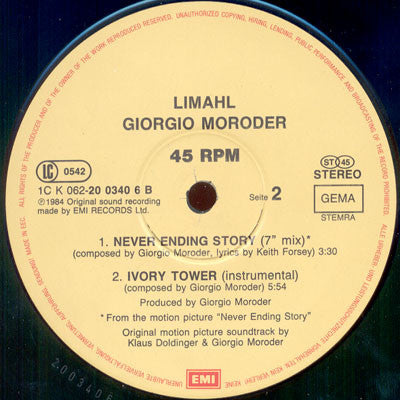 Limahl : The NeverEnding Story (Special 12" Mix) (12", Single)