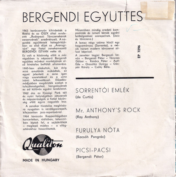 Bergendi Együttes* : Bergendi Együttes (7", EP)