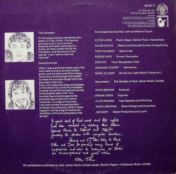 Elton John : Empty Sky (LP, Album, Gat)