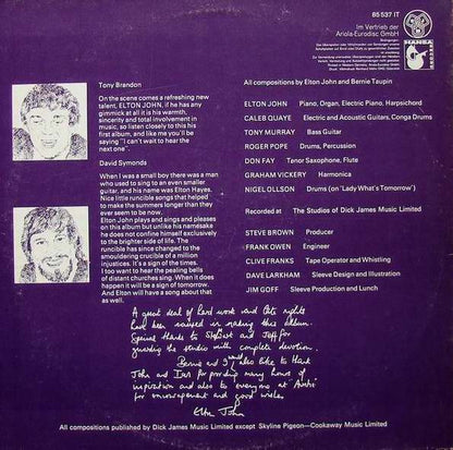 Elton John : Empty Sky (LP, Album, Gat)