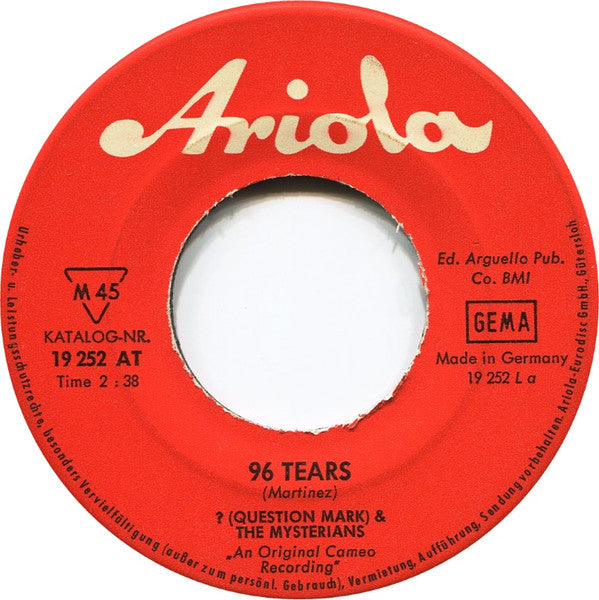 ? & The Mysterians : 96 Tears (7", Single, Mono)