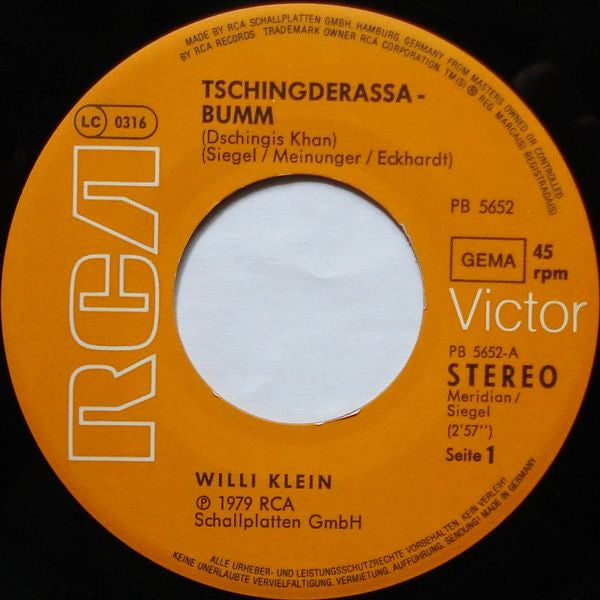 Willy Klein : Tschingderassa-Bumm (7", Single)