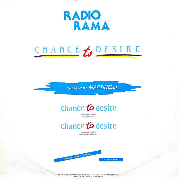 Radiorama : Chance To Desire (12")