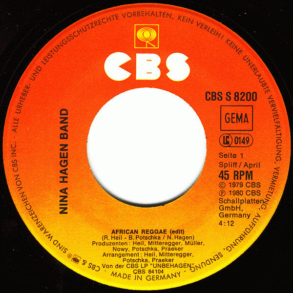 Nina Hagen Band : African Reggae (7", Single)