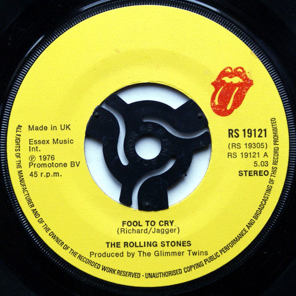The Rolling Stones : Fool To Cry (7", Single, Lar)