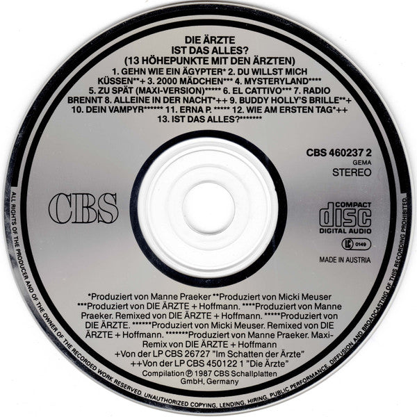 Die Ärzte : Ist Das Alles? (13 Höhepunkte Mit Den Ärzten) (CD, Comp)