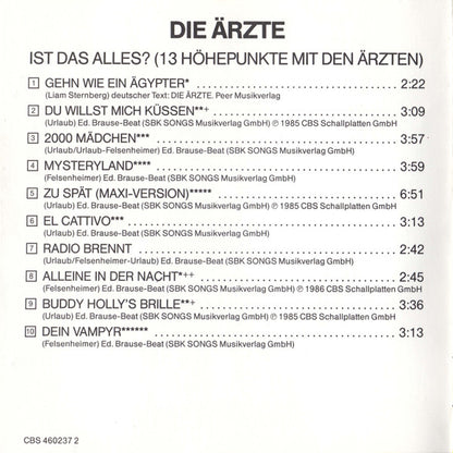 Die Ärzte : Ist Das Alles? (13 Höhepunkte Mit Den Ärzten) (CD, Comp)