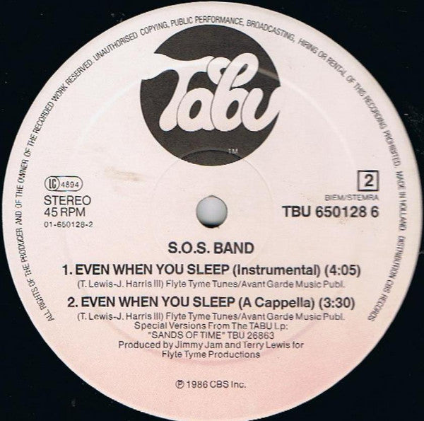 SOS Band* : Even When You Sleep (Extended Remix) (12", Maxi)