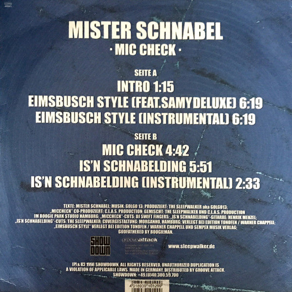 Mister Schnabel : Mic Check (12")